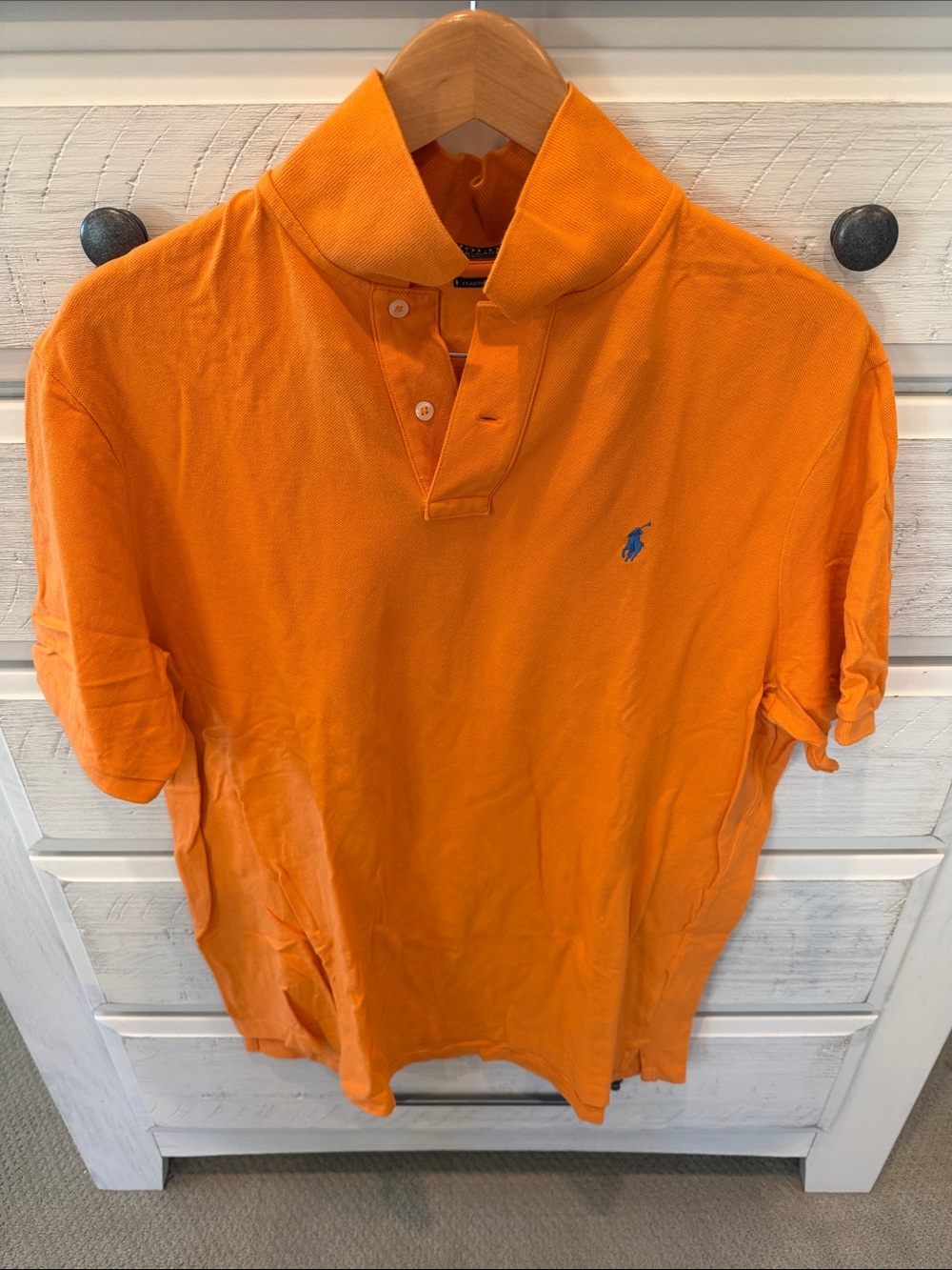 Ralph Lauren Orange Polo with Blue Pony Embroidery